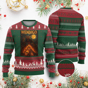 Wendigo Ugly Christmas Sweater Halloween Cryptid Horror Mythical Creature TS10 Red Green Print Your Wear