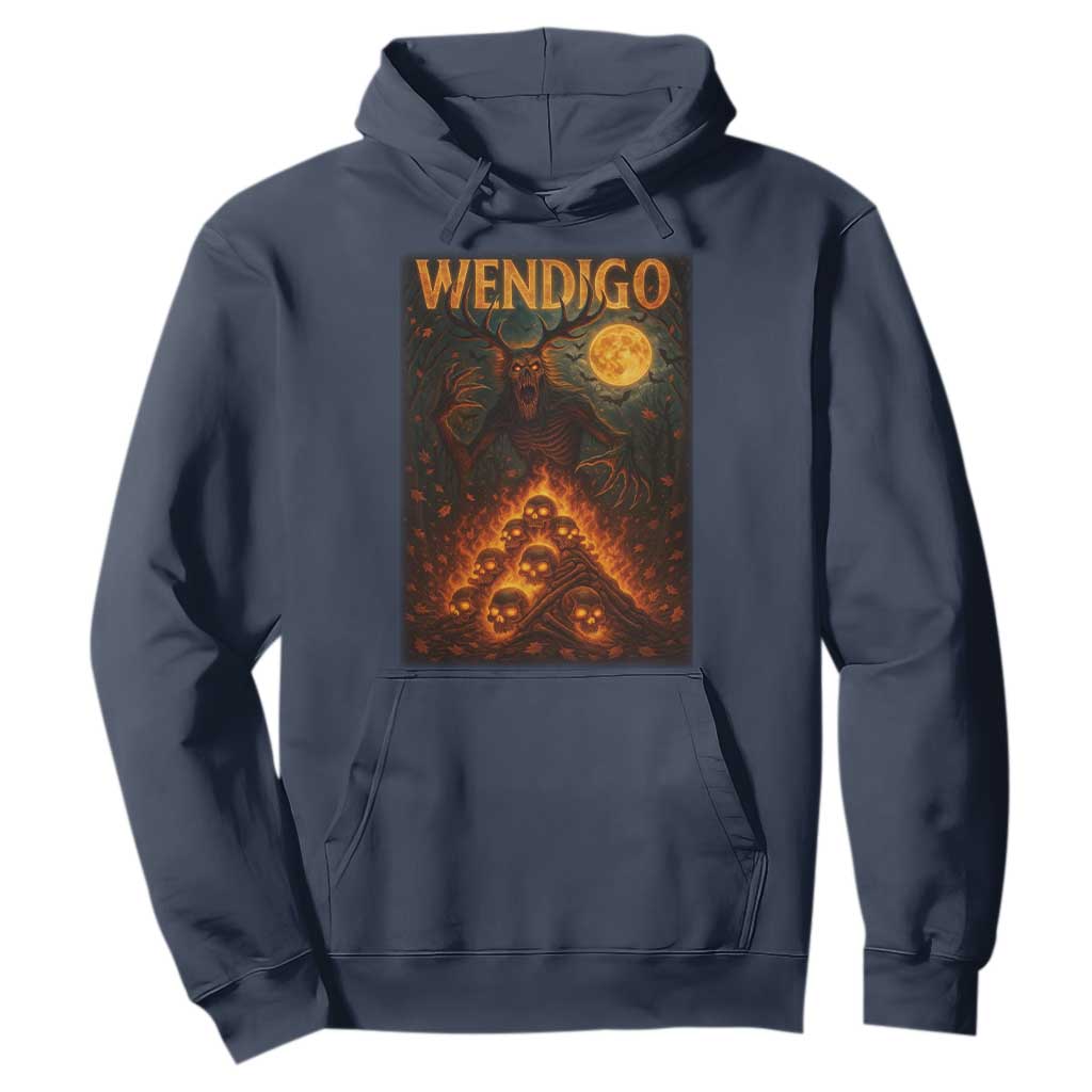 Wendigo Hoodie Halloween Cryptid Horror Mythical Creature TS10 Navy Print Your Wear