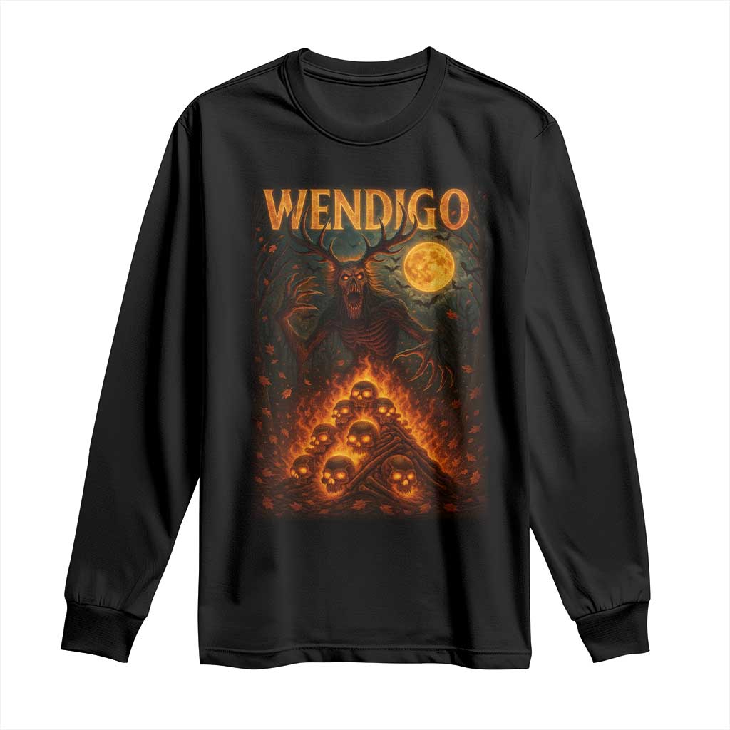 Wendigo Long Sleeve Shirt Halloween Cryptid Horror Mythical Creature TS10 Black Print Your Wear