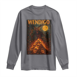 Wendigo Long Sleeve Shirt Halloween Cryptid Horror Mythical Creature TS10 Charcoal Print Your Wear