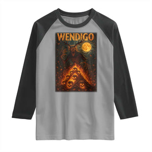 Wendigo Raglan Shirt Halloween Cryptid Horror Mythical Creature TS10 Sport Gray Black Print Your Wear