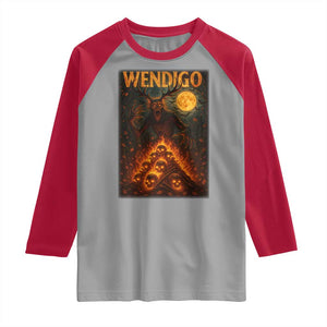 Wendigo Raglan Shirt Halloween Cryptid Horror Mythical Creature TS10 Sport Gray Red Print Your Wear