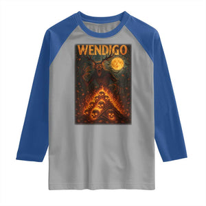 Wendigo Raglan Shirt Halloween Cryptid Horror Mythical Creature TS10 Sport Gray Royal Print Your Wear