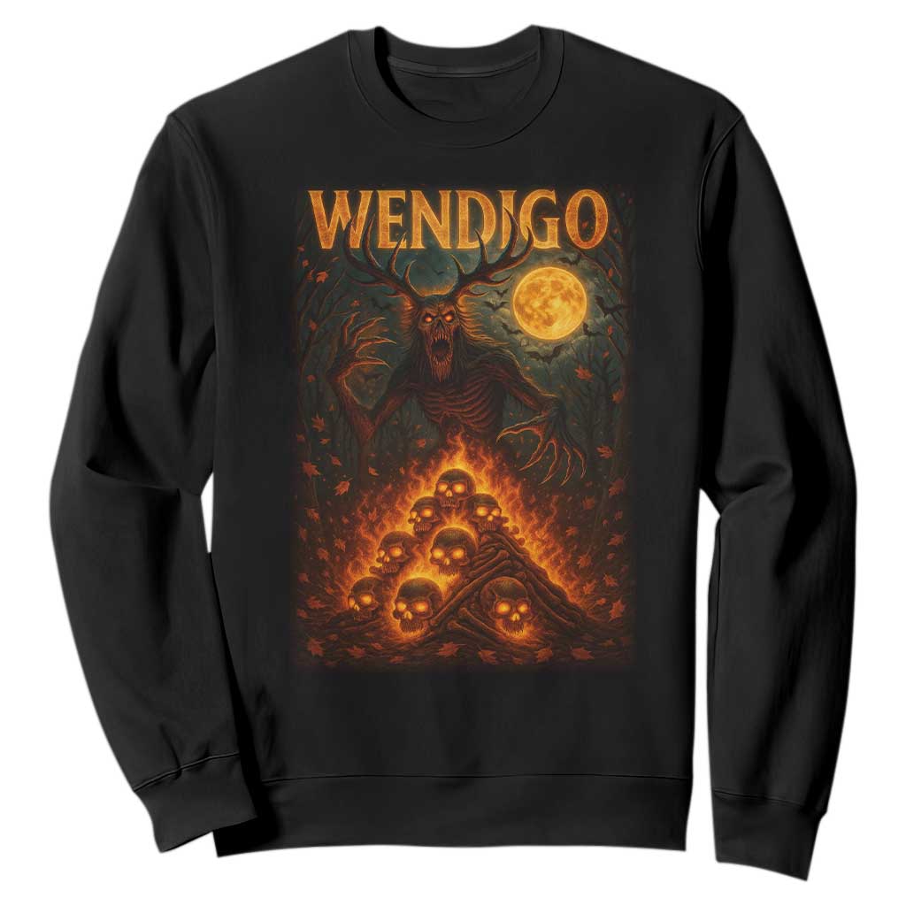 Wendigo Sweatshirt Halloween Cryptid Horror Mythical Creature TS10 Black Print Your Wear