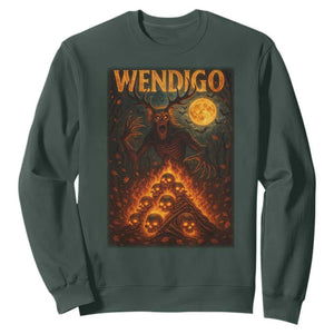 Wendigo Sweatshirt Halloween Cryptid Horror Mythical Creature TS10 Dark Forest Green Print Your Wear