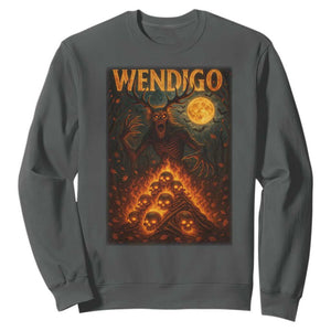 Wendigo Sweatshirt Halloween Cryptid Horror Mythical Creature TS10 Dark Heather Print Your Wear