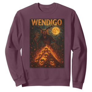 Wendigo Sweatshirt Halloween Cryptid Horror Mythical Creature TS10 Maroon Print Your Wear