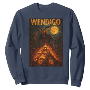 Wendigo Sweatshirt Halloween Cryptid Horror Mythical Creature TS10 Navy Print Your Wear