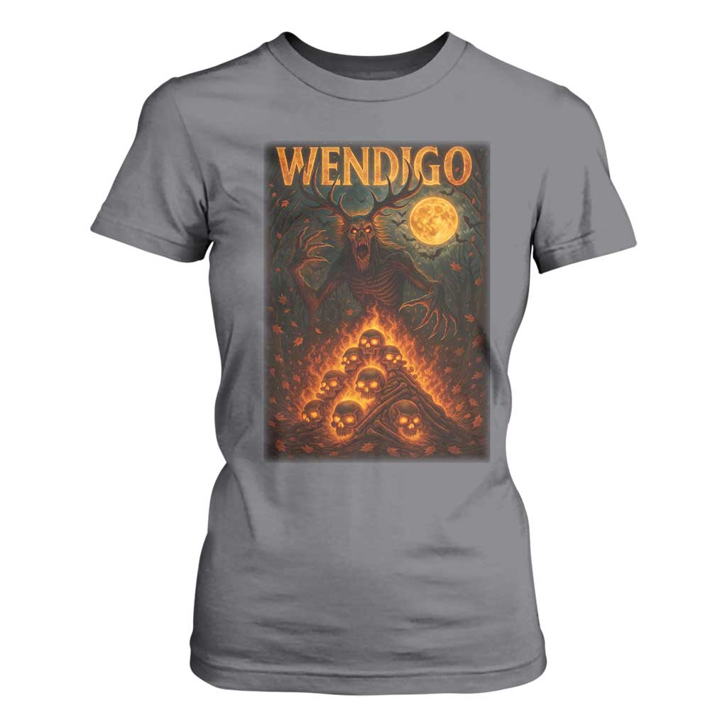 Wendigo T Shirt For Women Halloween Cryptid Horror Mythical Creature TS10 Charcoal Print Your Wear