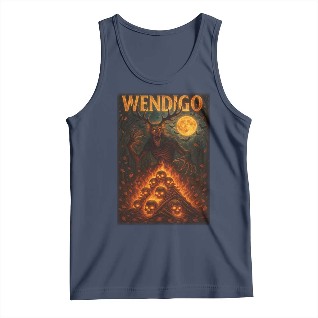 Wendigo Tank Top Halloween Cryptid Horror Mythical Creature TS10 Navy Print Your Wear