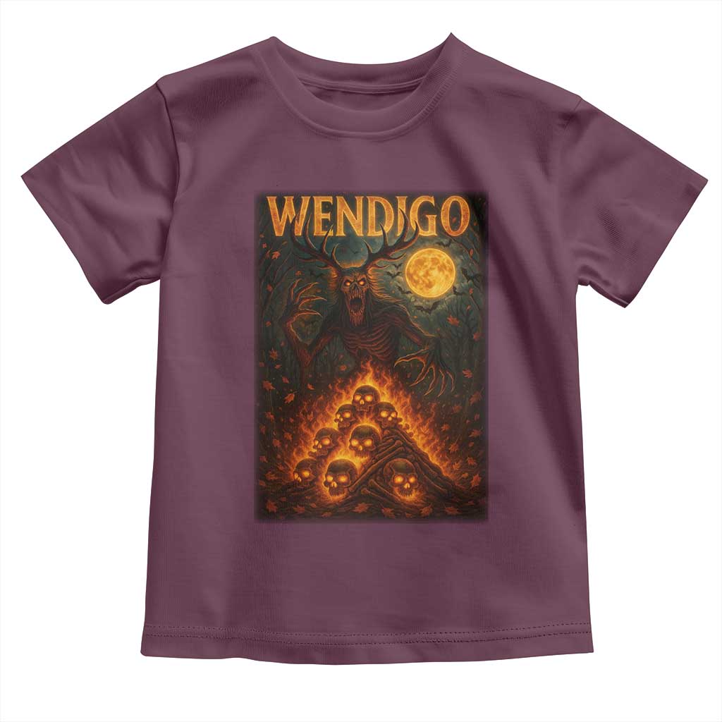 Wendigo Toddler T Shirt Halloween Cryptid Horror Mythical Creature TS10 Maroon Print Your Wear