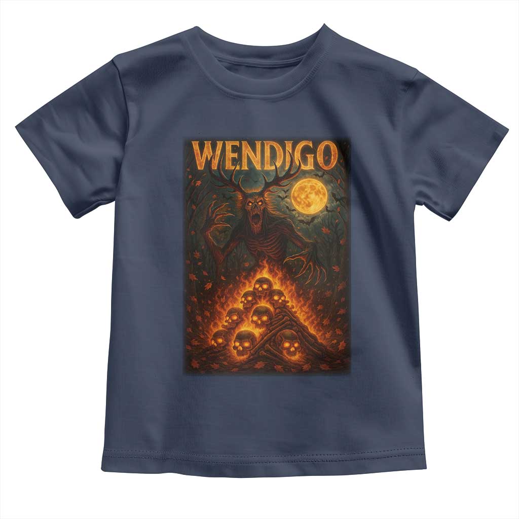Wendigo Toddler T Shirt Halloween Cryptid Horror Mythical Creature TS10 Navy Print Your Wear