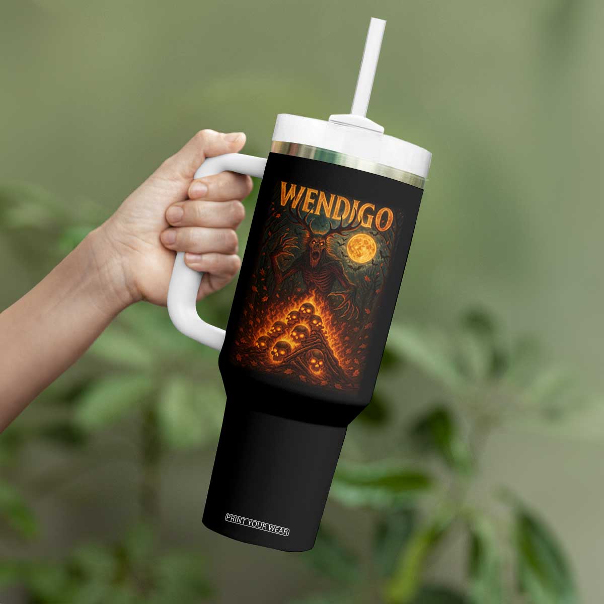 Wendigo Tumbler With Handle Halloween Cryptid Horror Mythical Creature TS10 Print Your Wear
