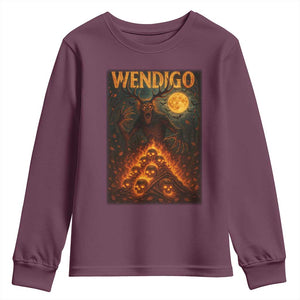 Wendigo Youth Sweatshirt Halloween Cryptid Horror Mythical Creature TS10 Maroon Print Your Wear
