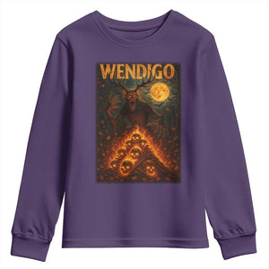 Wendigo Youth Sweatshirt Halloween Cryptid Horror Mythical Creature TS10 Purple Print Your Wear