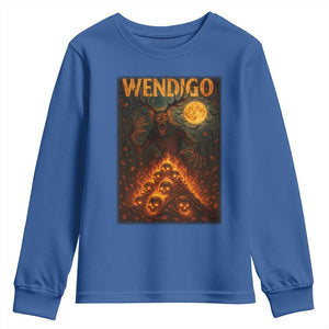 Wendigo Youth Sweatshirt Halloween Cryptid Horror Mythical Creature TS10 Royal Blue Print Your Wear