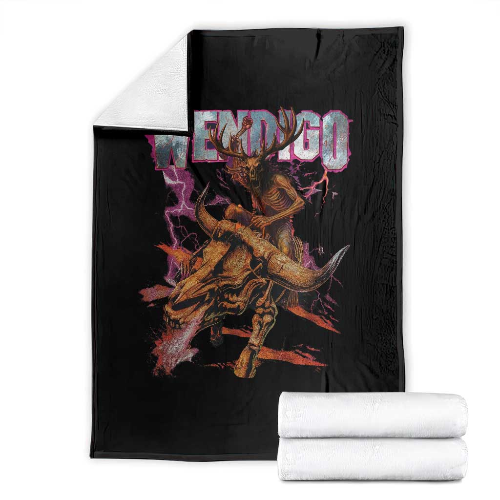 Wendigo Throw Blanket Riding Skeleton Cryptid Occult Dark Fantasy TS10 Black Print Your Wear