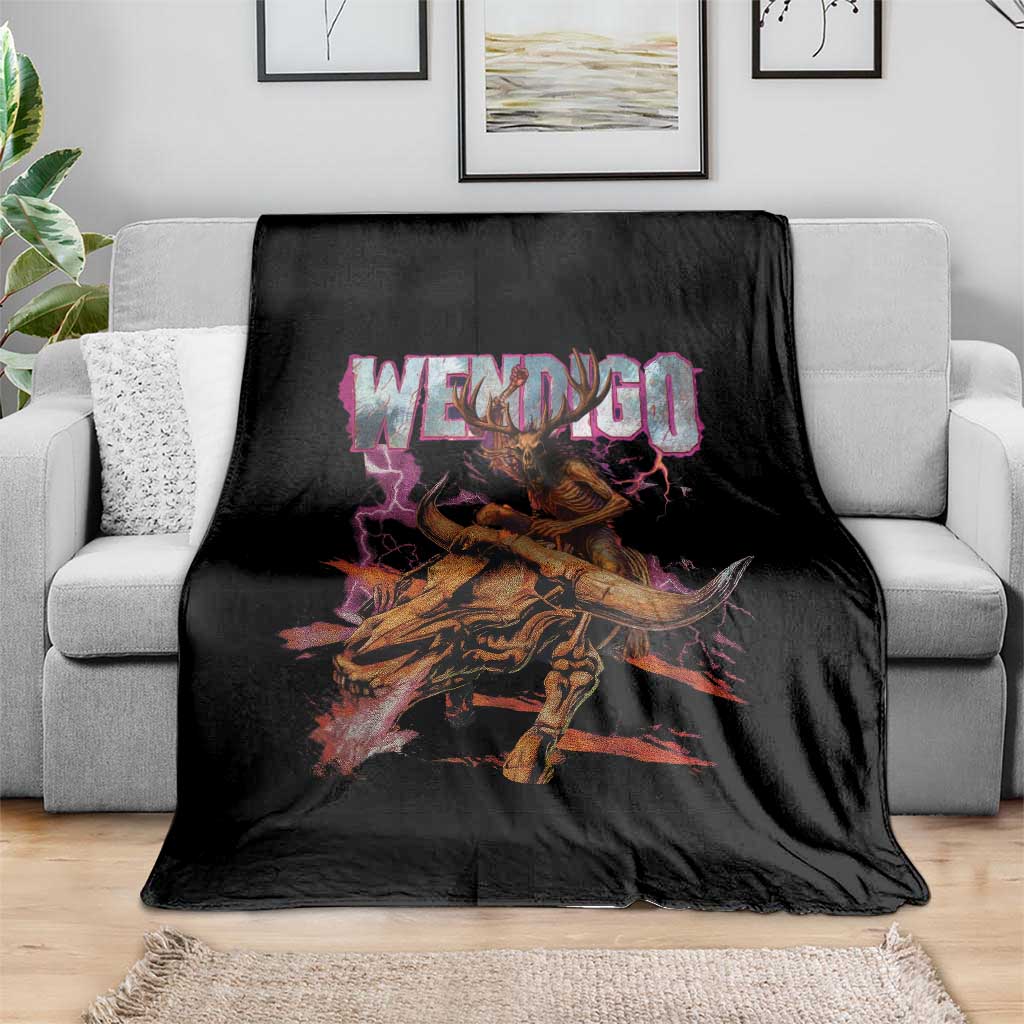 Wendigo Throw Blanket Riding Skeleton Cryptid Occult Dark Fantasy TS10 Print Your Wear