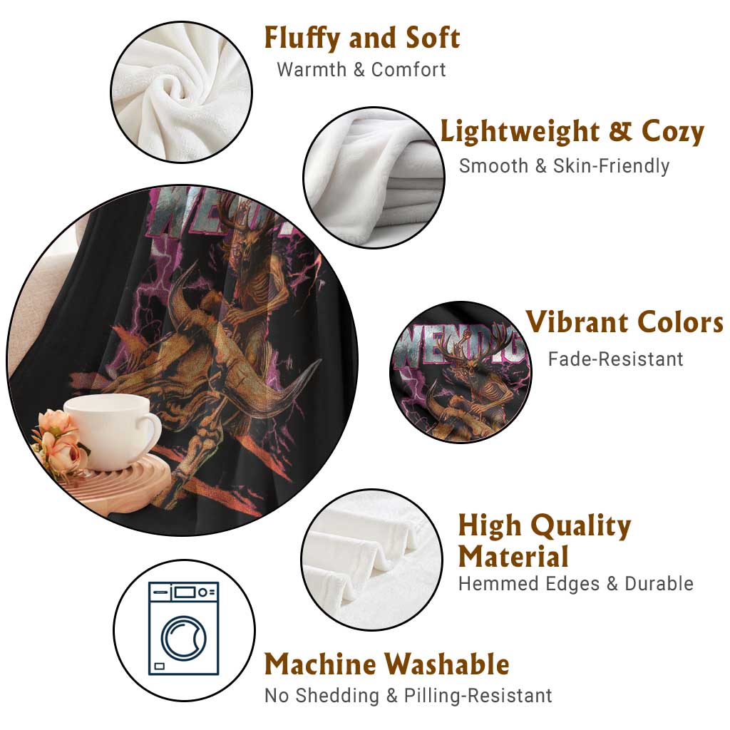 Wendigo Throw Blanket Riding Skeleton Cryptid Occult Dark Fantasy TS10 Print Your Wear