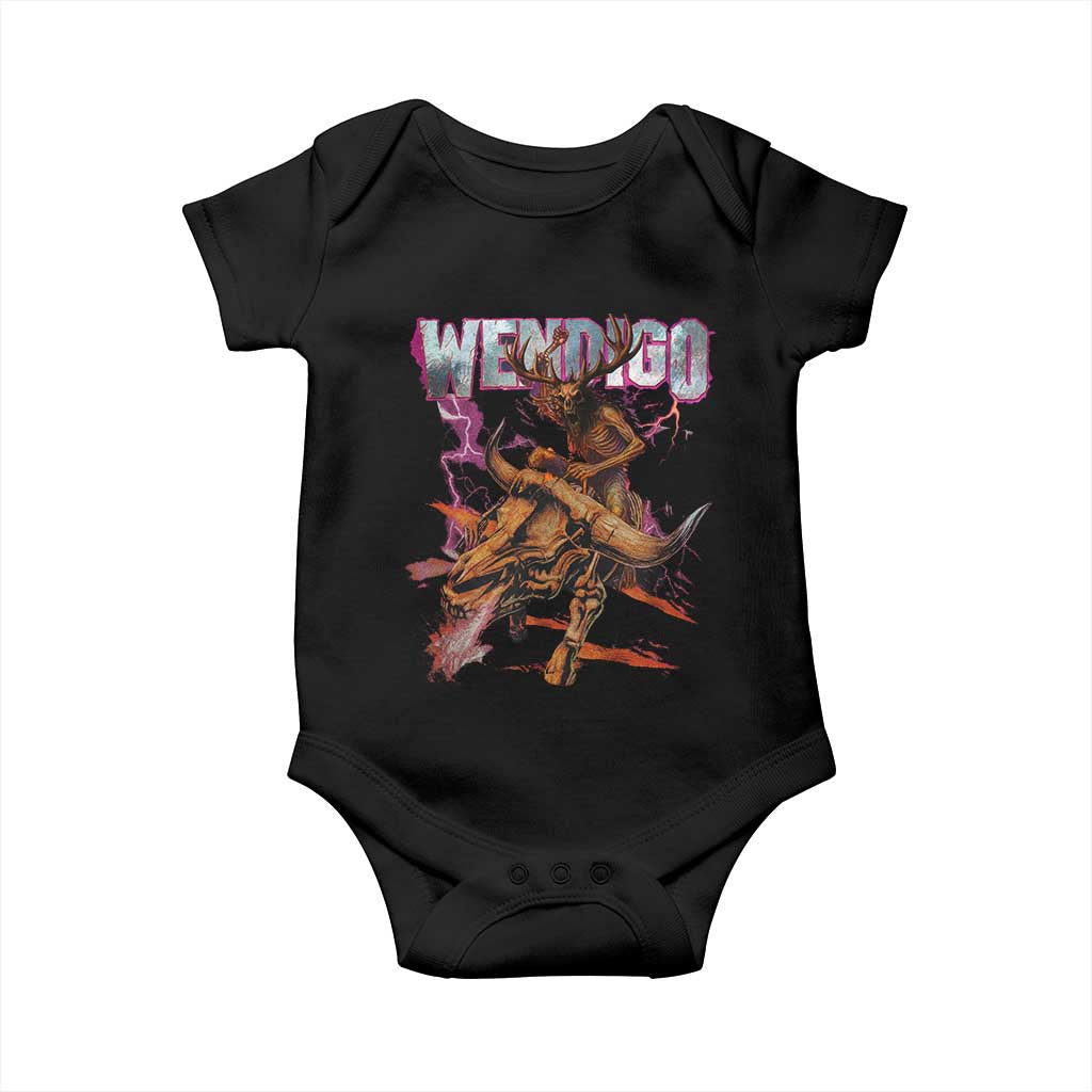 Wendigo Baby Onesie Riding Skeleton Cryptid Occult Dark Fantasy TS10 Black Print Your Wear