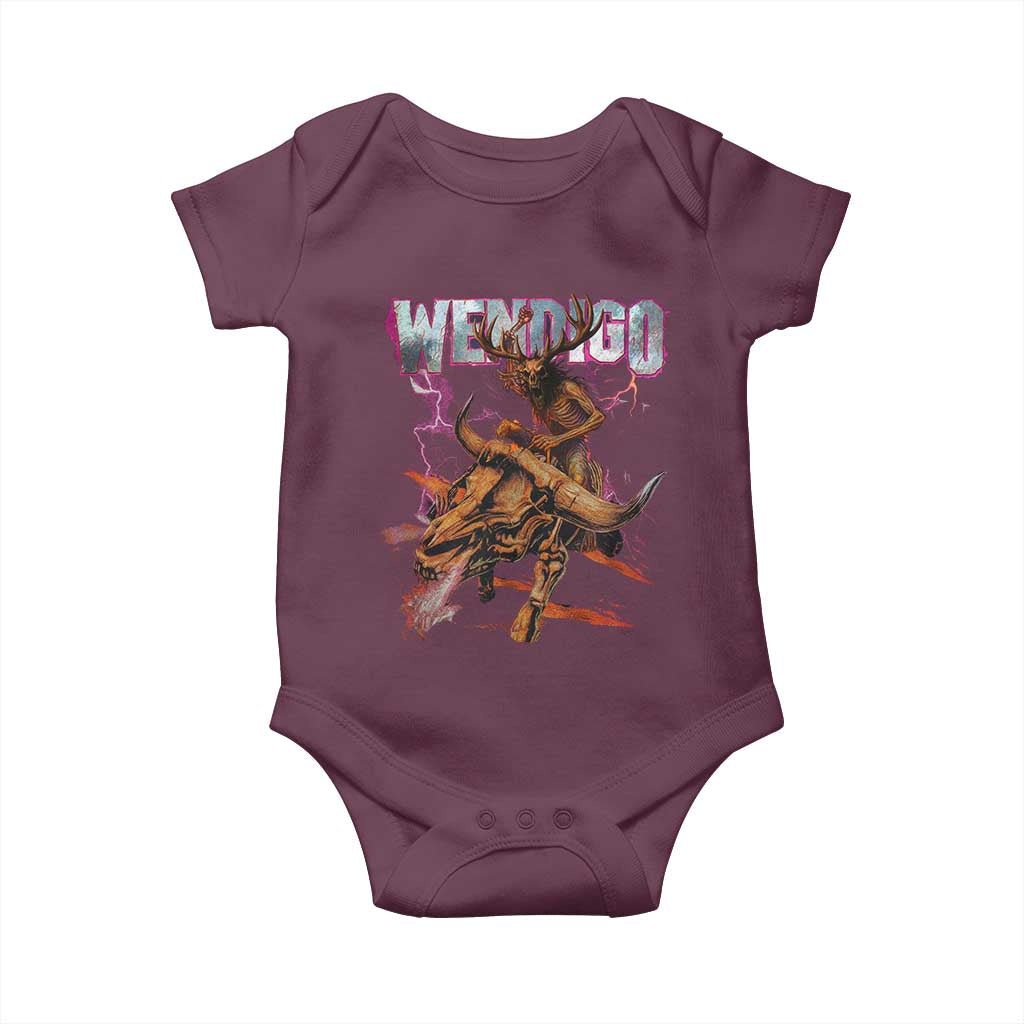 Wendigo Baby Onesie Riding Skeleton Cryptid Occult Dark Fantasy TS10 Maroon Print Your Wear