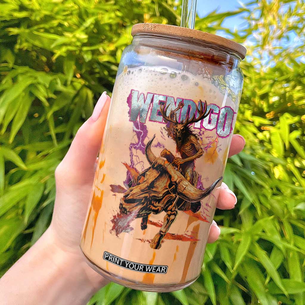 Wendigo Glass Can Riding Skeleton Cryptid Occult Dark Fantasy TS10 Black Print Your Wear