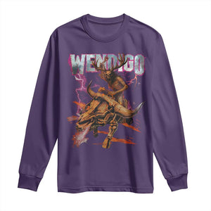Wendigo Long Sleeve Shirt Riding Skeleton Cryptid Occult Dark Fantasy TS10 Purple Print Your Wear
