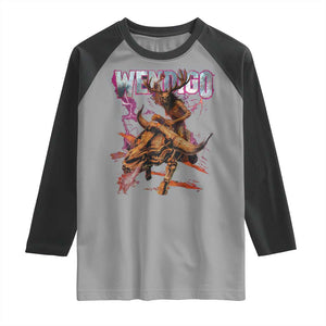 Wendigo Raglan Shirt Riding Skeleton Cryptid Occult Dark Fantasy TS10 Sport Gray Black Print Your Wear