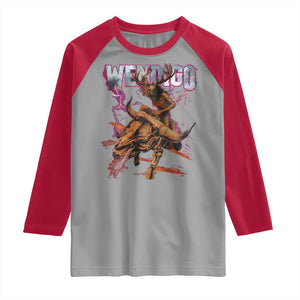 Wendigo Raglan Shirt Riding Skeleton Cryptid Occult Dark Fantasy TS10 Sport Gray Red Print Your Wear