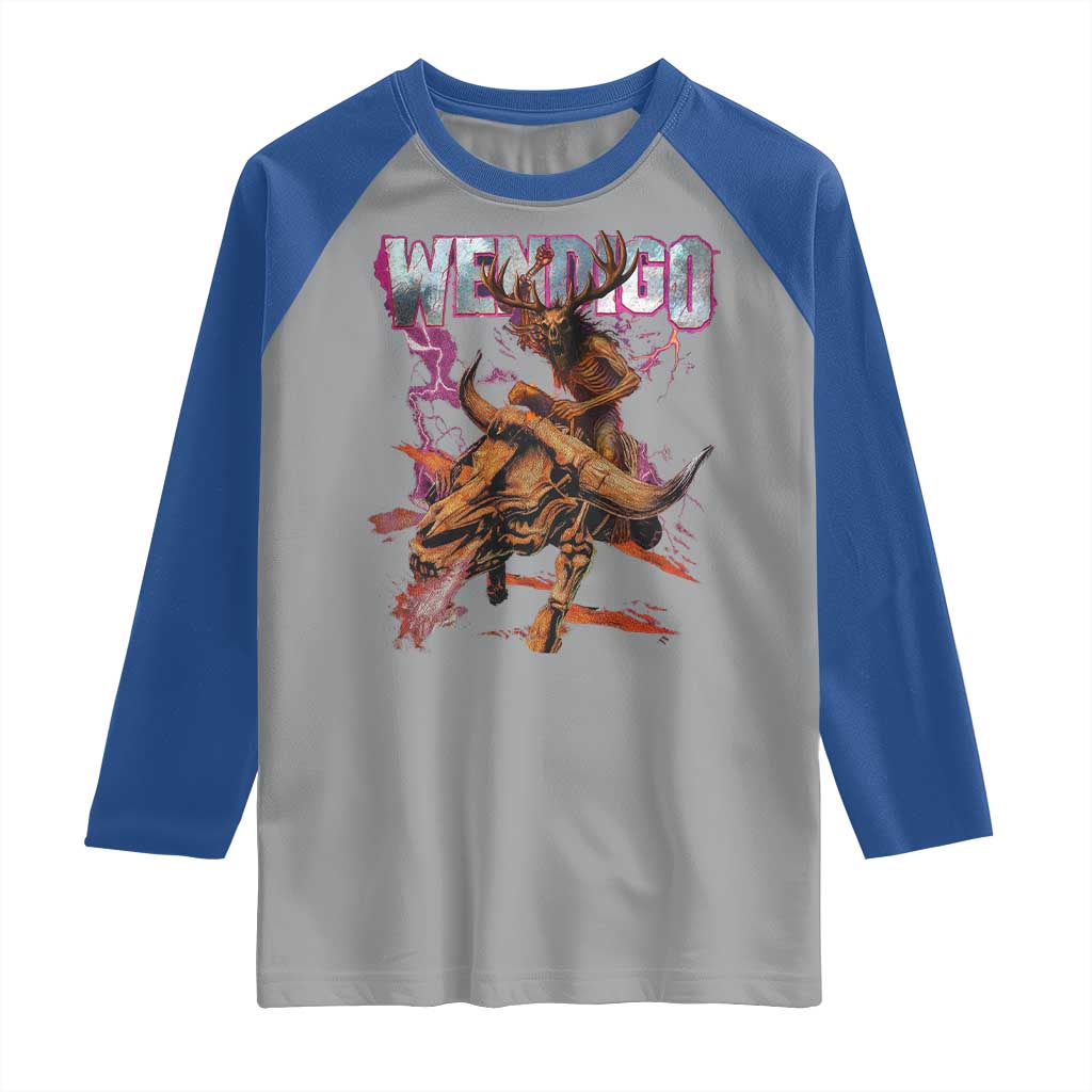 Wendigo Raglan Shirt Riding Skeleton Cryptid Occult Dark Fantasy TS10 Sport Gray Royal Print Your Wear