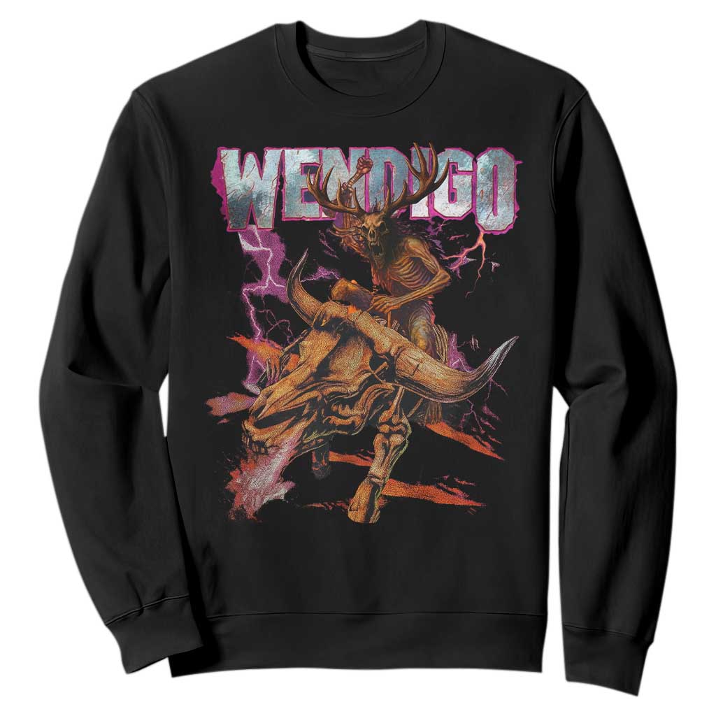 Wendigo Sweatshirt Riding Skeleton Cryptid Occult Dark Fantasy TS10 Black Print Your Wear