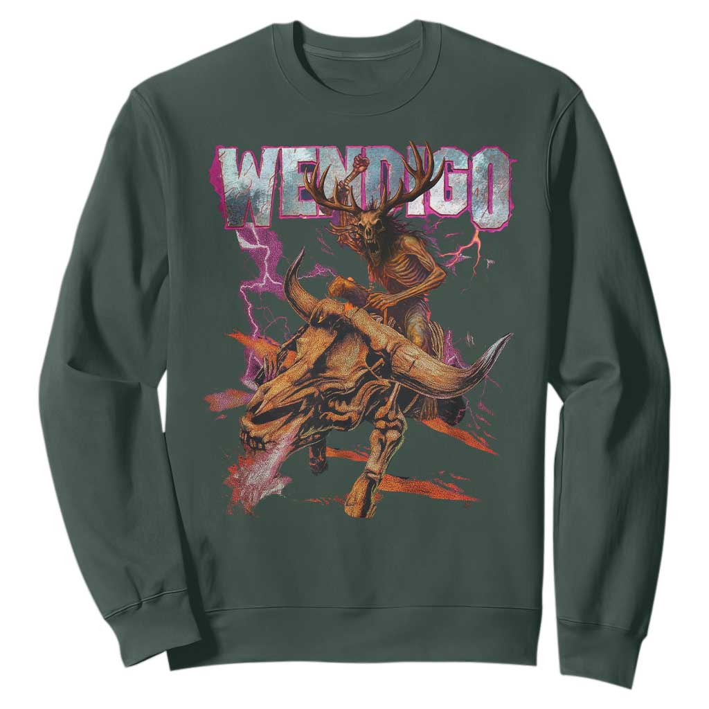 Wendigo Sweatshirt Riding Skeleton Cryptid Occult Dark Fantasy TS10 Dark Forest Green Print Your Wear
