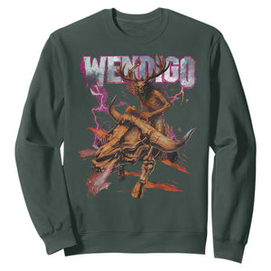 Wendigo Sweatshirt Riding Skeleton Cryptid Occult Dark Fantasy TS10 Dark Forest Green Print Your Wear