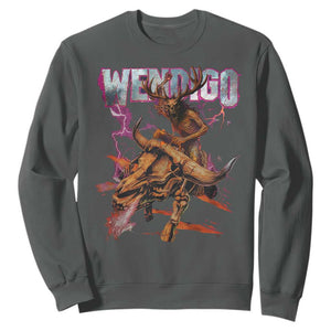 Wendigo Sweatshirt Riding Skeleton Cryptid Occult Dark Fantasy TS10 Dark Heather Print Your Wear