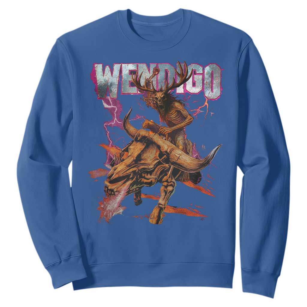 Wendigo Sweatshirt Riding Skeleton Cryptid Occult Dark Fantasy TS10 Royal Blue Print Your Wear