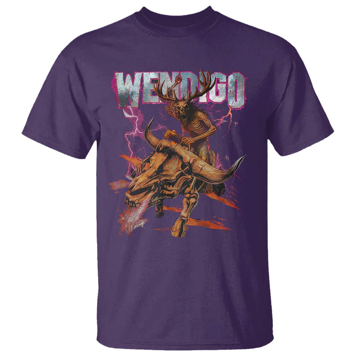 Wendigo T Shirt Riding Skeleton Cryptid Occult Dark Fantasy TS10 Purple Print Your Wear