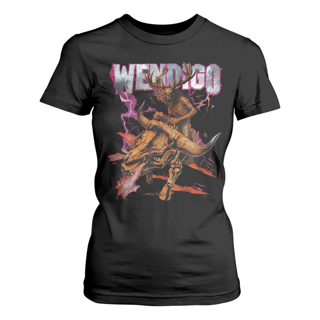 Wendigo T Shirt For Women Riding Skeleton Cryptid Occult Dark Fantasy TS10 Black Print Your Wear