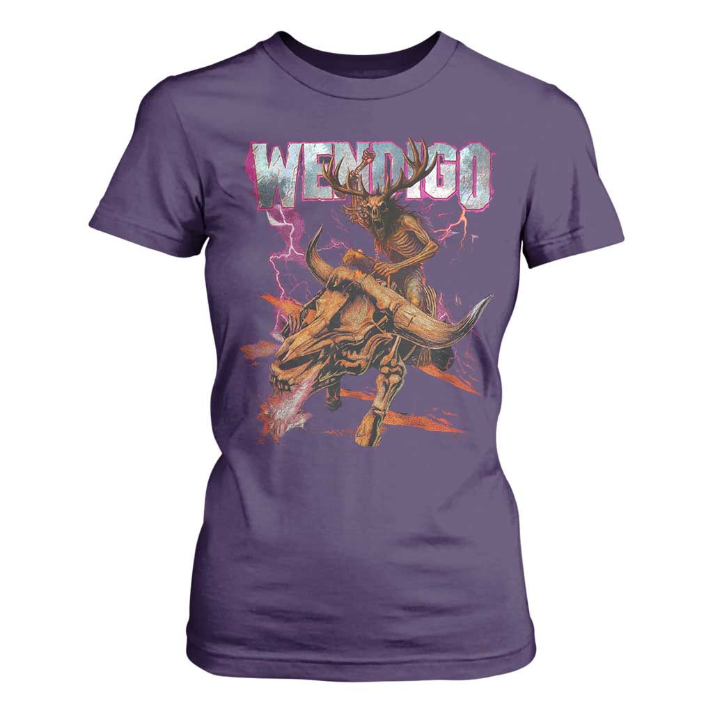 Wendigo T Shirt For Women Riding Skeleton Cryptid Occult Dark Fantasy TS10 Purple Print Your Wear