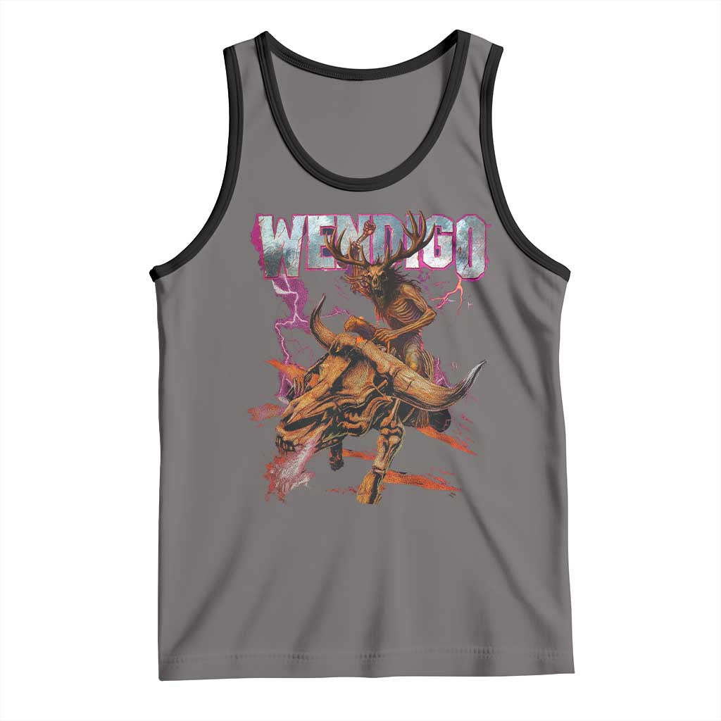Wendigo Tank Top Riding Skeleton Cryptid Occult Dark Fantasy TS10 Deep Heather Black Print Your Wear