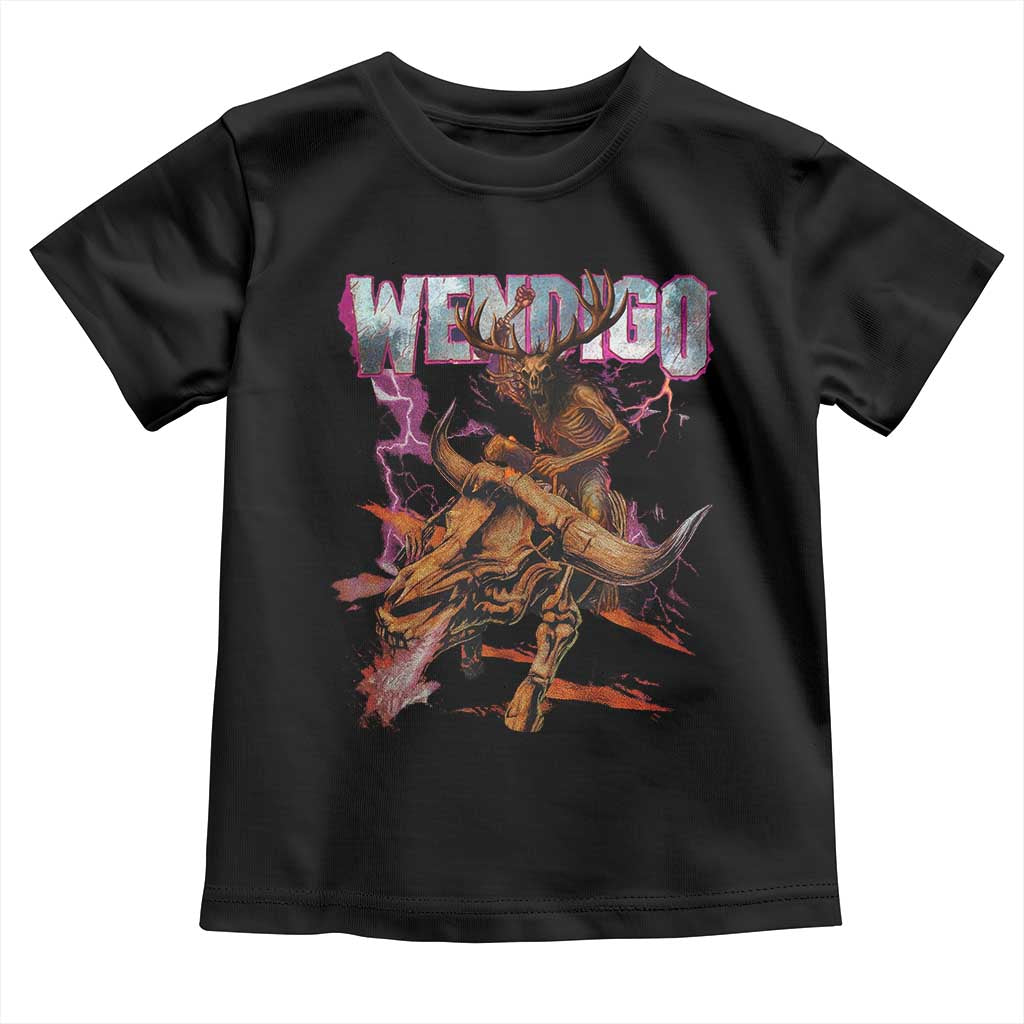 Wendigo Toddler T Shirt Riding Skeleton Cryptid Occult Dark Fantasy TS10 Black Print Your Wear