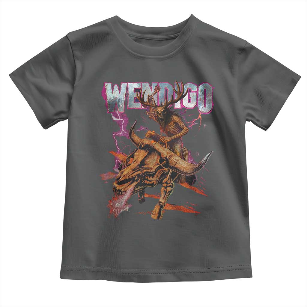 Wendigo Toddler T Shirt Riding Skeleton Cryptid Occult Dark Fantasy TS10 Dark Heather Print Your Wear