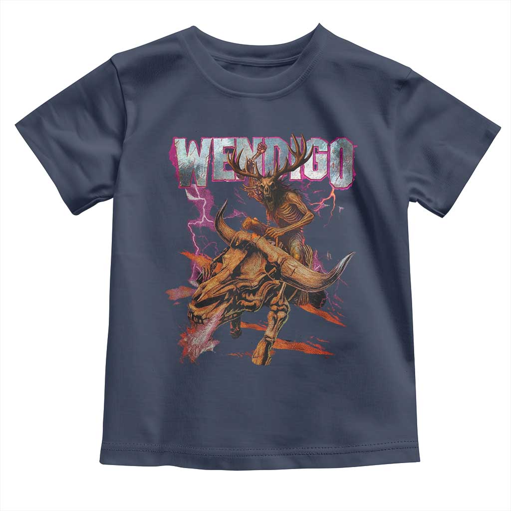 Wendigo Toddler T Shirt Riding Skeleton Cryptid Occult Dark Fantasy TS10 Navy Print Your Wear