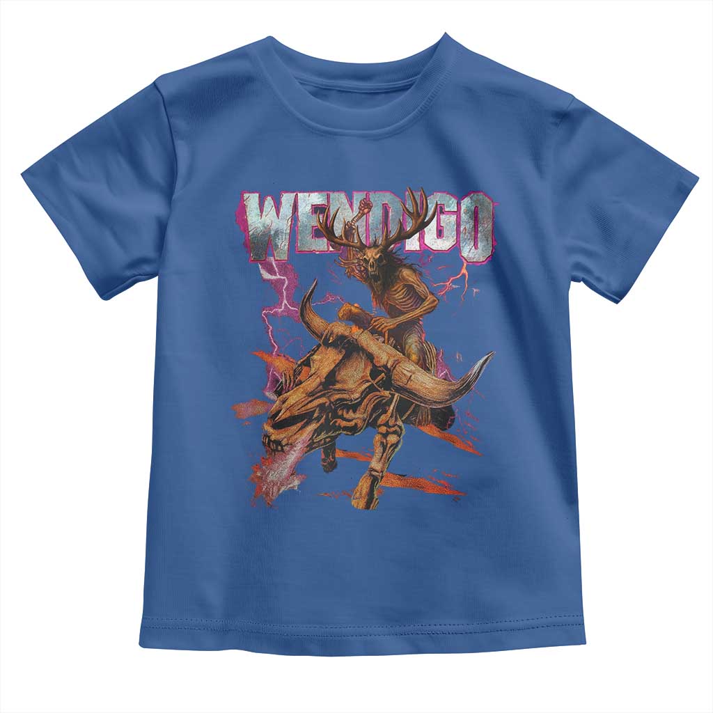 Wendigo Toddler T Shirt Riding Skeleton Cryptid Occult Dark Fantasy TS10 Royal Blue Print Your Wear