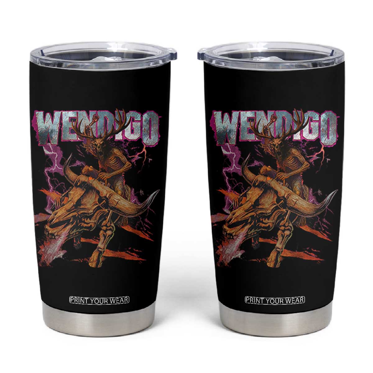 Wendigo Tumbler Cup Riding Skeleton Cryptid Occult Dark Fantasy TS10 Black Print Your Wear