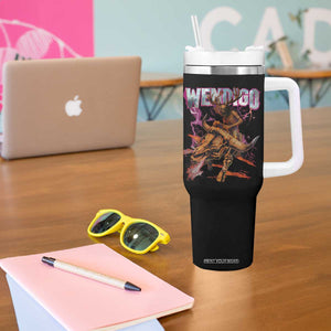 Wendigo Tumbler With Handle Riding Skeleton Cryptid Occult Dark Fantasy TS10 Print Your Wear