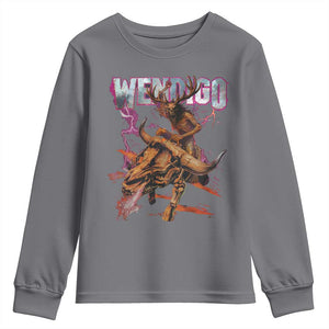 Wendigo Youth Sweatshirt Riding Skeleton Cryptid Occult Dark Fantasy TS10 Charcoal Print Your Wear