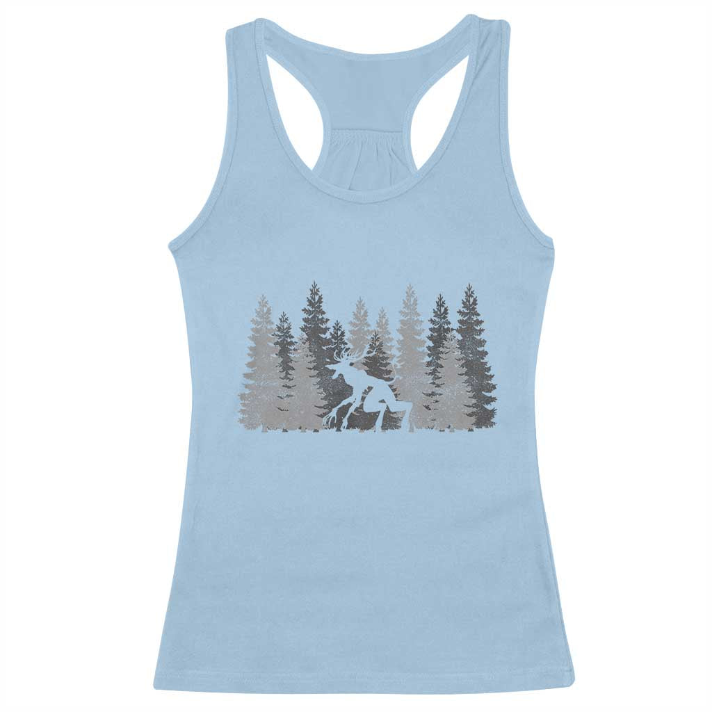 Wendigo Racerback Tank Top Mountain Trees Cryptid Occult Dark Fantasy TS10 Light Blue Print Your Wear