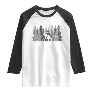 Wendigo Raglan Shirt Mountain Trees Cryptid Occult Dark Fantasy TS10 White Black Print Your Wear
