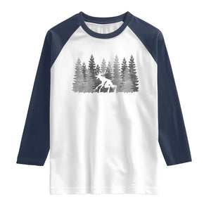 Wendigo Raglan Shirt Mountain Trees Cryptid Occult Dark Fantasy TS10 White Navy Print Your Wear