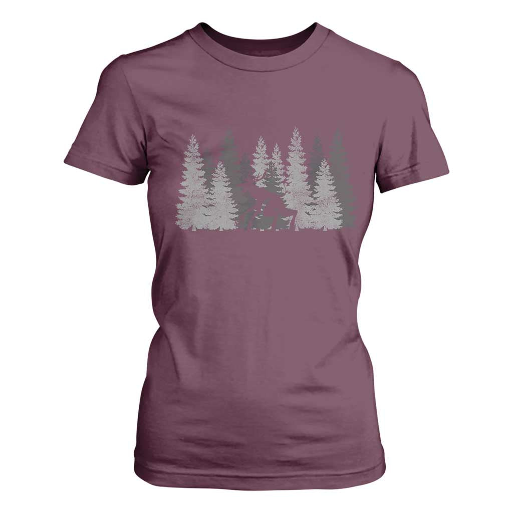 Wendigo T Shirt For Women Mountain Trees Cryptid Occult Dark Fantasy TS10 Maroon Print Your Wear